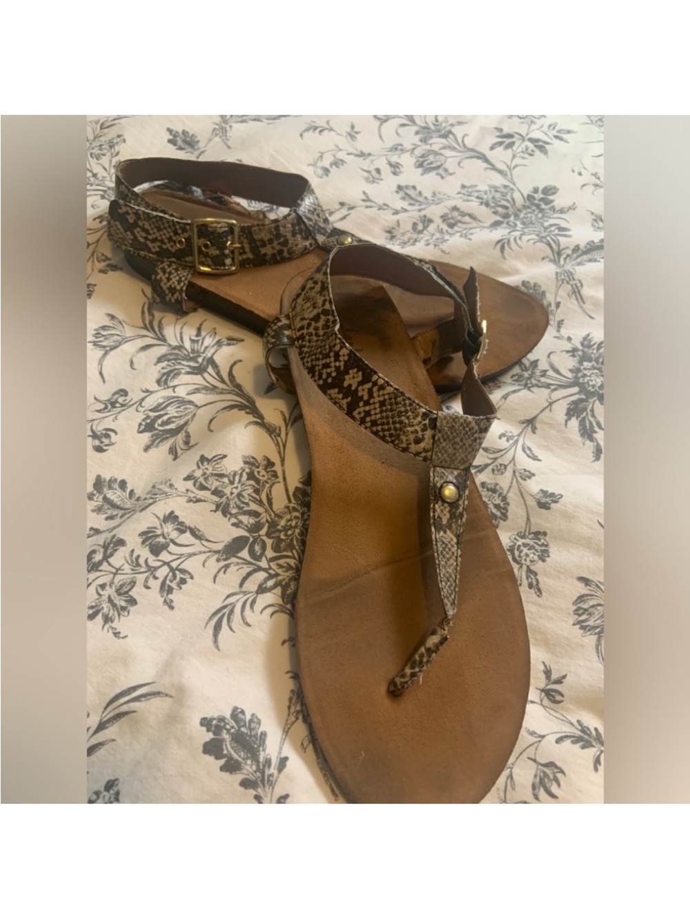 Clarks Bendables Snake-Print T-Strap Sandals